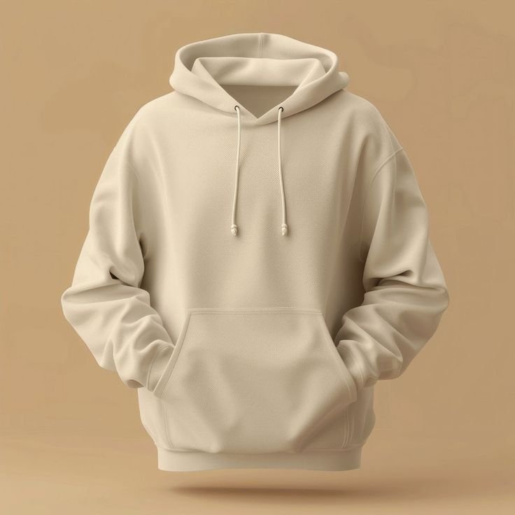acquire a high quality beige hoodie template by kanate for clothing design