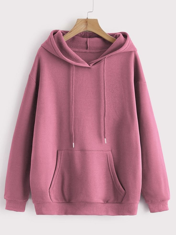 drawstring kangaroo pocket drop shoulder thermal lined hoodie