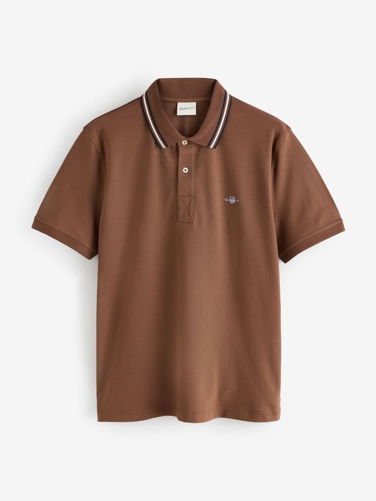 gant brown tipped polo shirt s mens