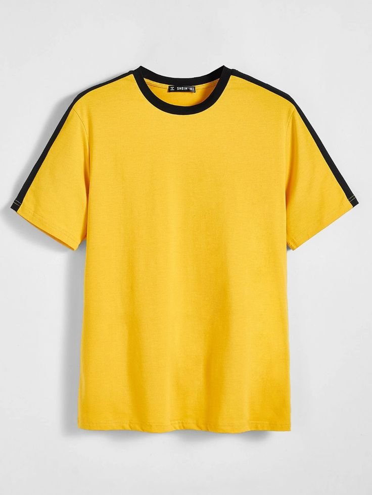 men contrast neck & side seam tee shein usa (1)