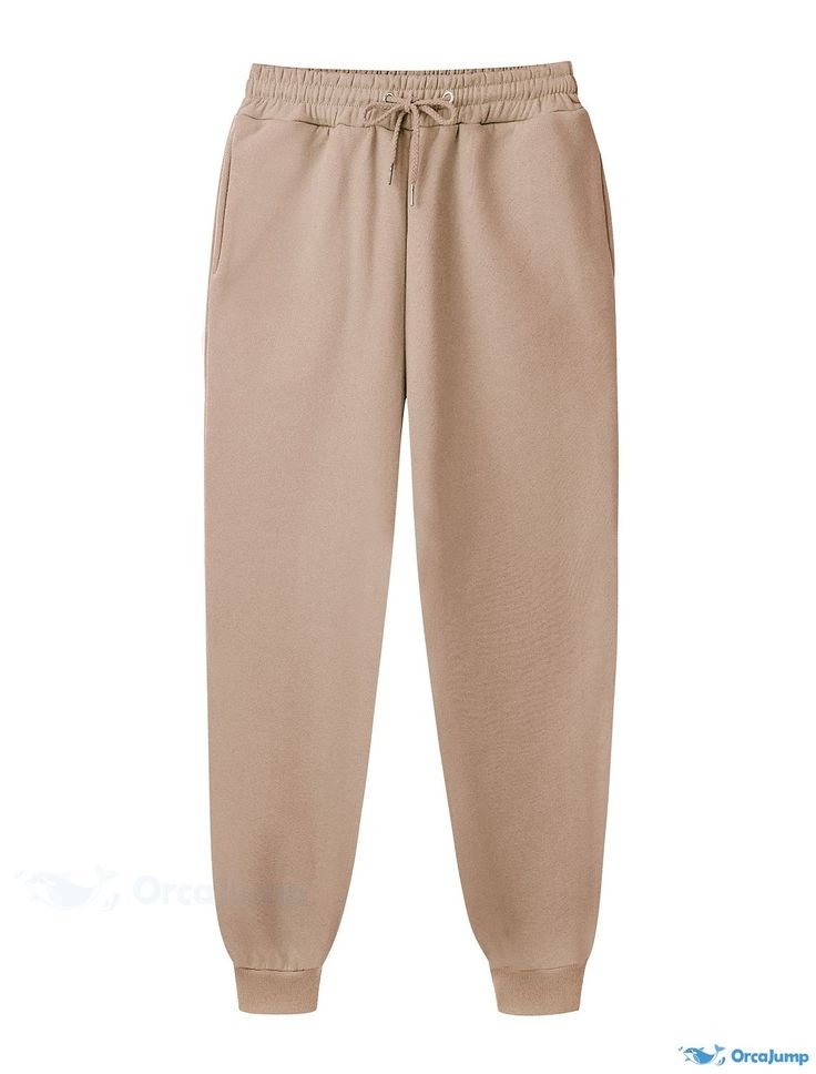 orcajump mens fleece jogger pants with side pockets, elastic waist, solid color, comfy warmth for everyday wear white xl