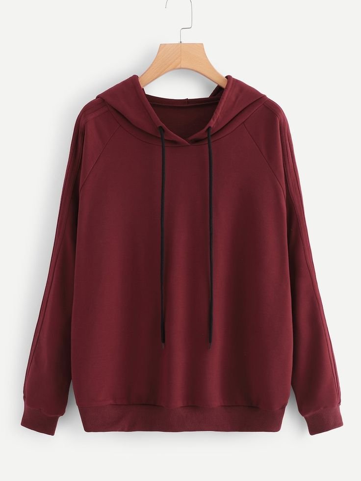 raglan sleeve drawstring hoodie shein(sheinside)