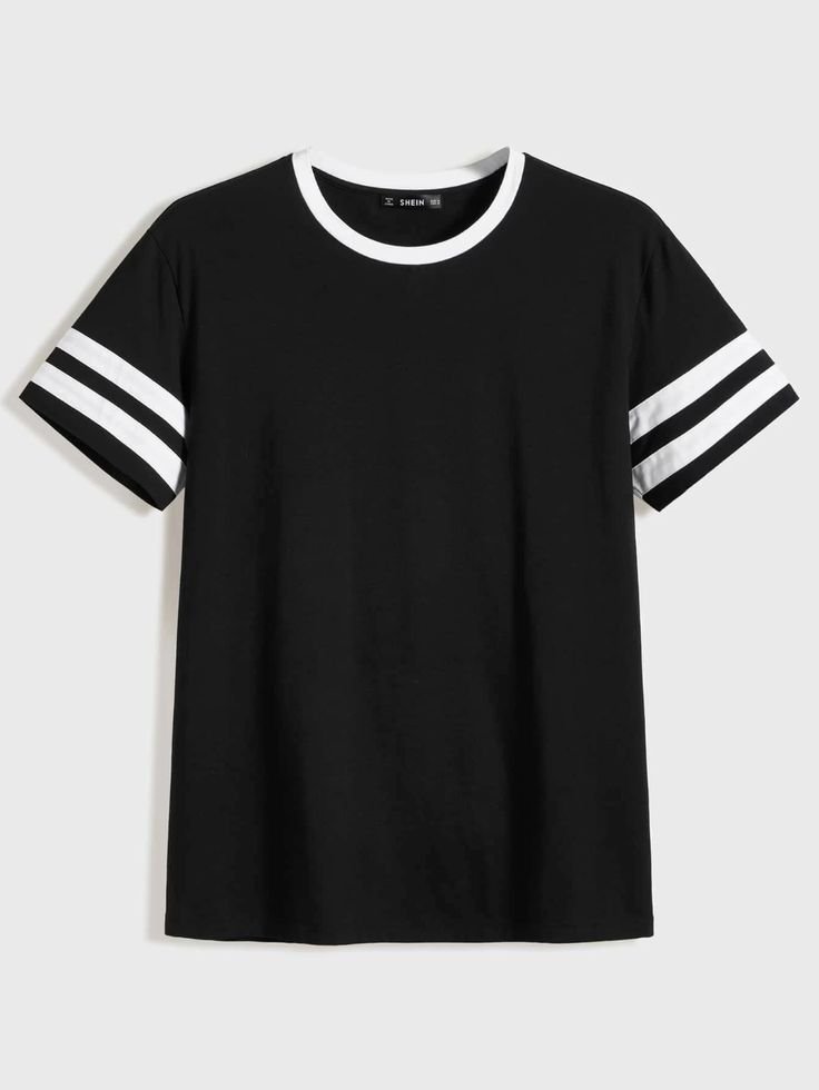 shein men striped sleeve tee