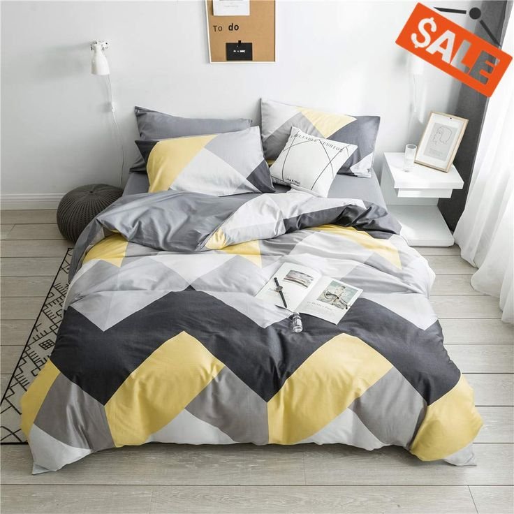 vcliife cotton bedding sets gray yellow black…