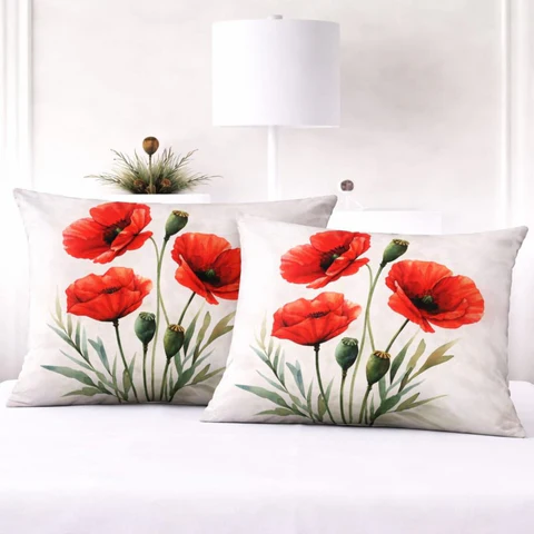 red poppy bloom accent pillow cover pack of 2 8367792 large
